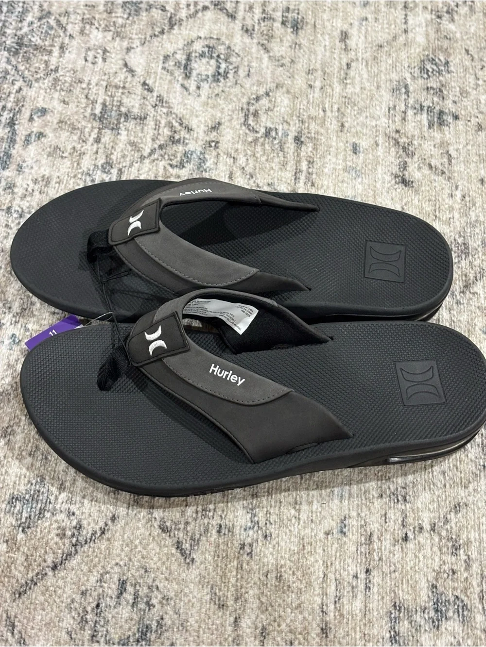 Hurley Black and Dark Gray Sandals